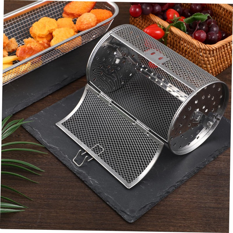SHOWERORO Air Fryer Accessories Rotating Grill Oven Basket Stainless Steel