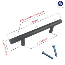(1 Piece, L: 4 Inch CC: 2 Inch) Swiss Kelly Hardware Oil Rubbed Bronze Kitchen Cabinet Handles Drawer Pulls