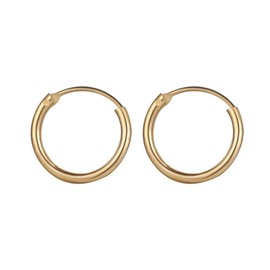 CHICNET Round Earrings 925 Silver Gold Plated 10 mm Small Hoop Earrings Sterling Silver Gold Women Men Ear Jewellery Round Small Light Narrow Thin