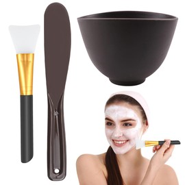 Katigate Silicone Face Mask Mixing Bowl Set, Microwavable Silicone Facial Mud Bowl with Bowl Stick Spatula, Face Mask Applicator, Cosmetic Beauty Tool for Home Salon