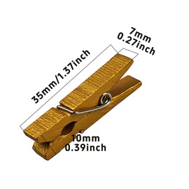 bociloy 100Pcs Mini Wooden Clips Clothespins, 1.4 Inch Natural Wood Craft Clips for Photos, Papers, Laundry, Clothes Line, Scrapbooking, DIY Arts & Crafts Projects, Gold