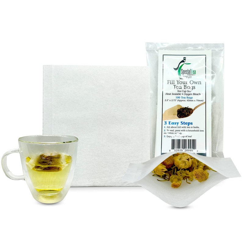 100 Empty Tea Bags 2.5” x 2.75” White Compostable, These