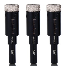 3 Packs Dry Diamond Drill Bits Set 5/8" 16mm Vacuum Brazed Diamond Hole Saws for Granite Tile Ceramic Marble Stone Glass and More Hard Materials (not for Wood), Round Shank with Storage Case