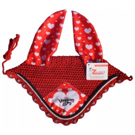 ZAINEE SPORTS VALENTINES DAY ENGLISH SADDLE PAD SET FLY VEIL HORSE EAR NET BONNET ZAINEE SPORT - HORSE / FULL