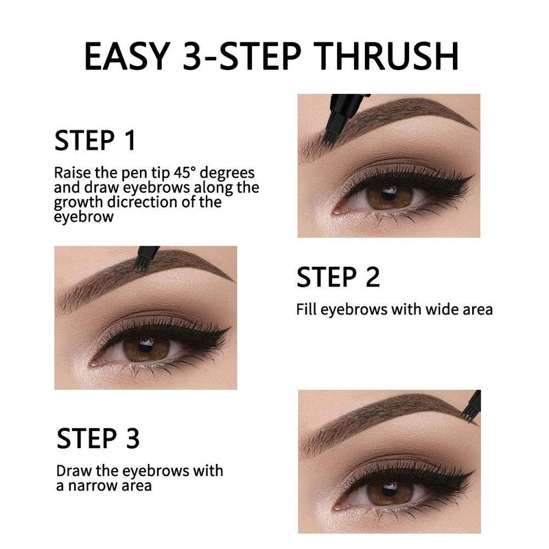 QUEMISS Eyebrow Pen Microblading 4 Fork Tip Eyebrow Pencil Creates