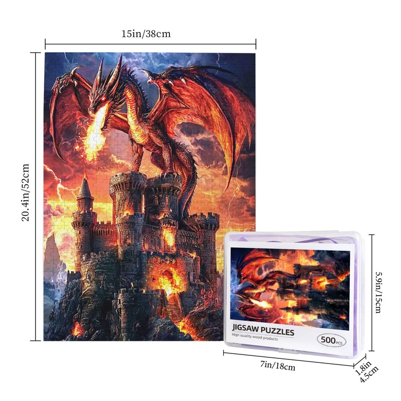 Dragon Puzzle for Adults 500 Pieces Fantasy Red Dragon Fire