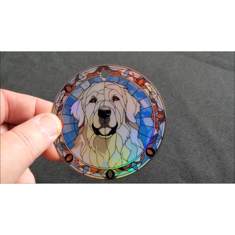 Gulf Coast Laser Graphics Great Pyrenees Stained Glass Design Holographic