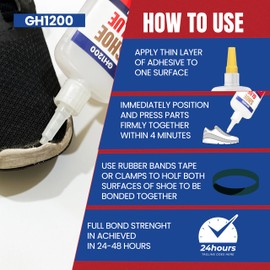 GH1200 30gx2 Pack Shoe Glue Heavy Duty, Clear Drying & Strong Shoe Glue Sole Repair, Non Stiff Repairs, Pegamento para Zapatos, Fixes Sneakers, High Heels, Crocs & More, can Bear Extreme Conditions