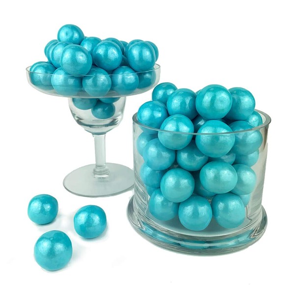 Color It Candy Shimmer Powder Blue 1 inch Gumballs 2 Lb Bag - Perfect For Table Centerpieces, Weddings, Birthdays, Candy Buffets, & Party Favors.