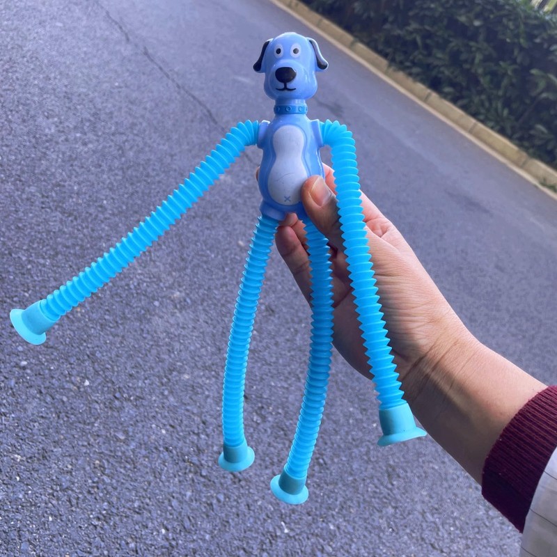 JZK 4x Cartoon dog pop tube toy, sensory fidget toy