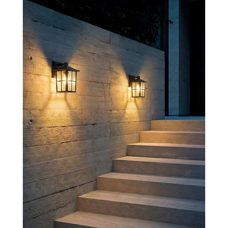 KDG Black Outdoor Waterproof Modern Patio Wall Light Fixtures Set