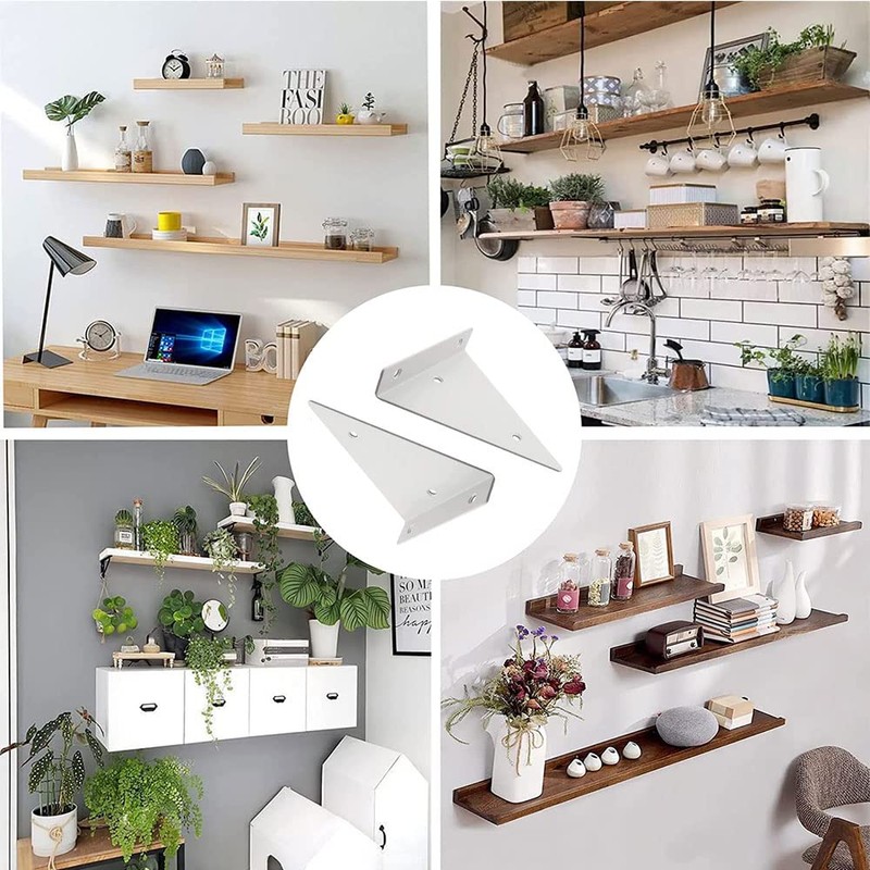 Pack of 2 Shelf Brackets Triangle Shape, Hidden Shelf Brackets,