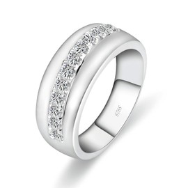 Pcmaciyn Moissanite Wedding Rings for Women,925 Sterling Silver Plated 18K White Gold,D Color VVS1 Moissanite Half Eternity Promise Rings for Her Gift(9)