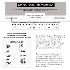 PLUSSIDA Stainless Steel Beaded Morse Code Bracelet for Women Mother's Day Gifts for Mom Wife Daughter Unique Funny Inspirational Gifts for Women Men Friendship Birthday Gift Best Friends (I Love You)