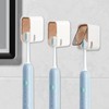 3‑Pack Wall‑Mount Toothbrush Holders with Flip‑Cover,No‑Drill Adhesive Single‑Slot Bathroom Organizer