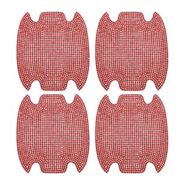 Motoforti Universal Car Door Handle Protective Film Reflective Stickers Anti-Scratch, Red 4 Pcs