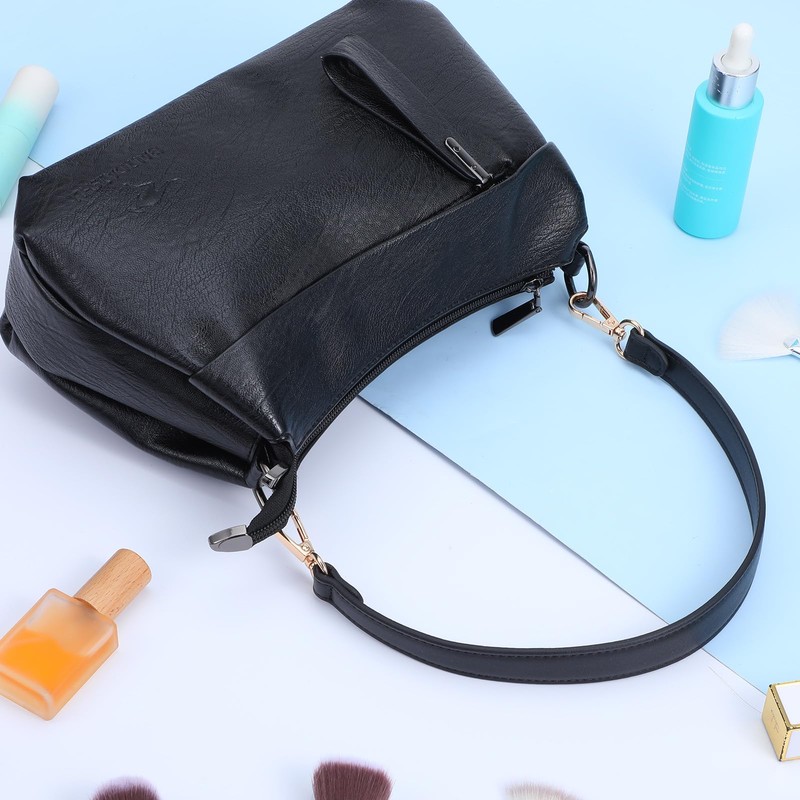 ElevateTech Black Leather Purse Strap Handle, Leather Replacement Straps for
