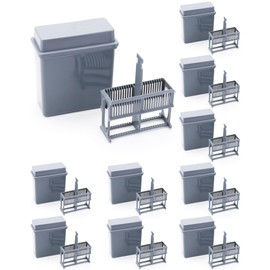 QWORK Microscope Slides Staining Jar and Rack, 10 Pack 24-Slots, Grey