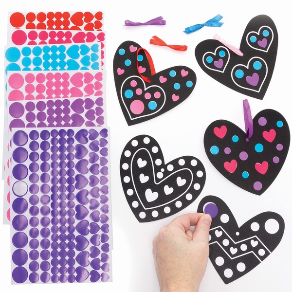 Baker Ross Heart Dotty Art Decorations - Pack of 12, Valentines Crafts for Kids (FC474)