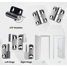 Anstore Pack of 8 Stainless Steel Door Hinges 1.5 Inch, 37 x 33 x 2 mm Removable Hinges 304 Stainless Steel with 32 Screws 16 x 4 mm, Link Hinge for Interior and Exterior Doors for Doors Windows