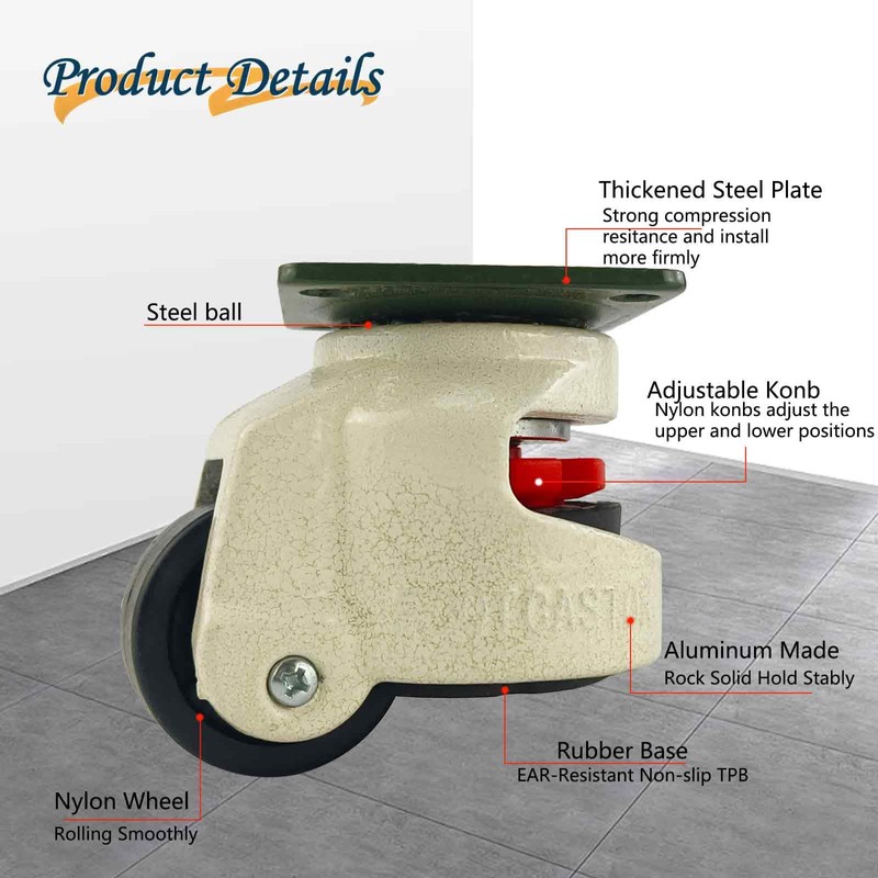 YuYBrightmi 4 Pcs 40F Leveling Machine Caster, Top Plate Leveling