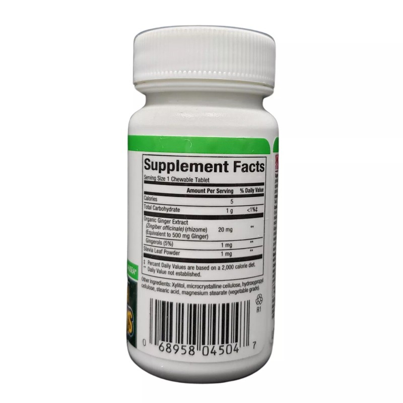 Natural Factors Chewable Ginger 500 mg, 10 Chewable Tablets