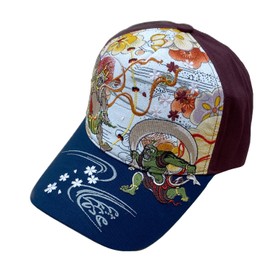 Ken Onishi H27-SC12 Cotton Cap, Embroidered Cotton Cap, Fujin and Raijin, Size: One Size Fits All