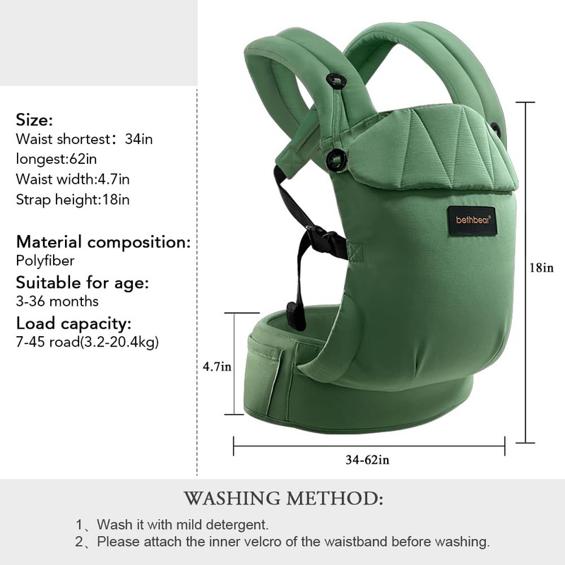 BethBear Baby Carrier Newborn to Toddler 7-45 lbs with Natural