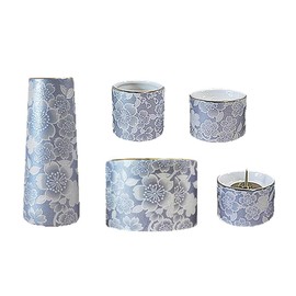 Pottery Modern Buddhist Tools 5-Piece Set "Yui Flower" (Circular Incense Burner) Wisteria (j1271-1-3)