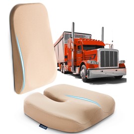 Elmara Doctor-Designed Seat Cushion for Truck Driver is The Ultimate Comfort Solution for 18 Wheelers – Semi Truck Seat Cushion & Back – Truck Driver Accessories (Cream)