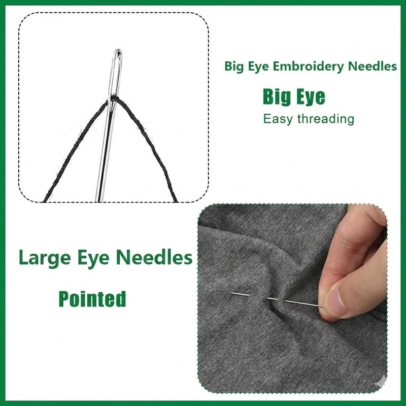 25 Pack Large Eye Needles for Hand Sewing & Embroidery