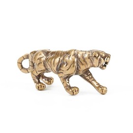 YuanHolumid Gold Antique Copper Tiger King Figurines Home Decor Accessories Vintage Brass Animal Ornaments Desk Decorations Collectible Figurines