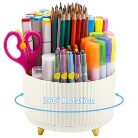 Marbrasse Organizador de Escritorio, Portaplumas Giratorio de 360 Grados, Organizador de Lpices de 5 Compartimentos, Caja de Almacenamiento de...     
