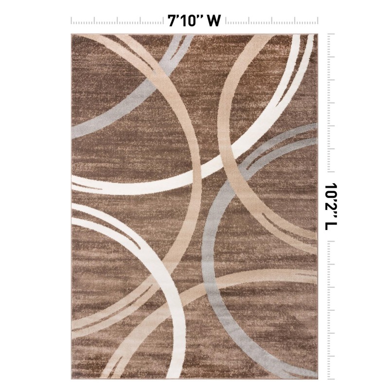 Rugshop Modern Wavy Circles Design Area Rug, Non-Shedding Carpet for