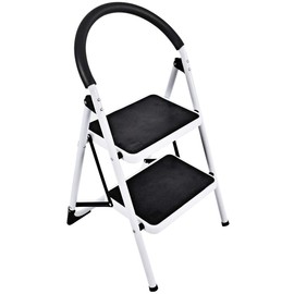 Goplus Step Ladder, Heavy Duty Folding 2 Step Ladder Step Stool with Handgrip and Wide Anti-Slip Platform Sturdy HD Construction, 330lbs Capacity Black
