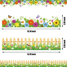 60 Pieces Spring Bulletin Board Borders Flowers Board Border Stickers Spring Colorful Border Trims Self-Adhesive Bulletin Board Paper Decor for Summer Classroom School Wall Home Nursery
