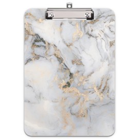 Hongri Plastic Clipboard, Standard A4 Letter Size for Students, Teacher, Woman and Kids, Low Profile Clip, Decorative Clipboards, Cute Clipboard Custom Pattern, Size 9" x 12.5", Chaos Marble