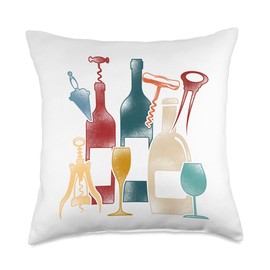 Wine Steward Drinker Lover Waiter Sommelier HS0 Sommelier Drinking Tasting Retro Corkscrew Wine Opener Throw Pillow, 18x18, Multicolor