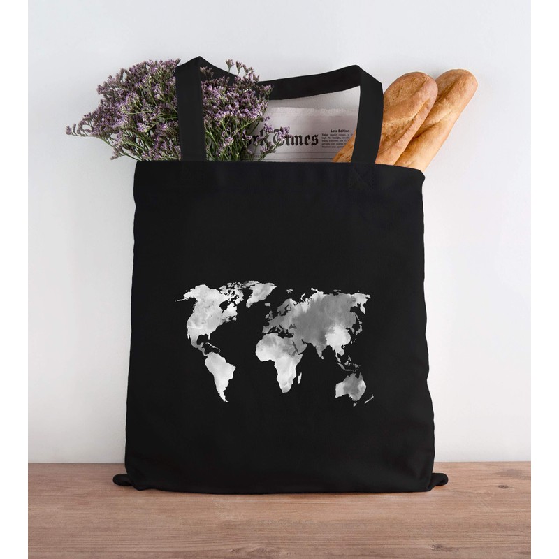 Autiga Jute Bag World Map Watercolour World Map Cotton Bag