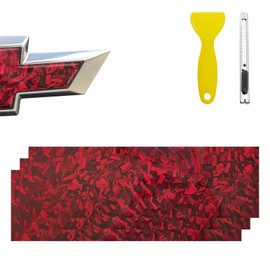 BLAKAYA Compatible with 11.8" x 4" Bowtie Emblem Wrap Kit for Chevy Logo Overlay Vinyl Wrap with Spatula and Cutter 3 Pcs Red Forged Carbon Fiber