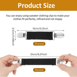 KEQAR 4 Pieces Sweater Clips Elastic Band Sweater Cardigan Clips Glove Clips Glove Clips for Kids Toddlers and Adults Clips for Shirts Aprons