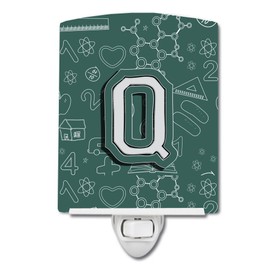 Caroline's Treasures CJ2010-QCNL Letter Q Back to School Initial Ceramic Night Light Compact, UL-Certified, Ideal for Bedroom, Bathroom, Nursery, Hallway, Kitchen, 6x4x3, Multicolor