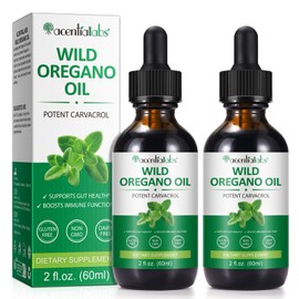 Soliasawra 2 Pack Organic Oregano Oil Liquid Drops, Concentrated Plant Based Wild Oregano Extracted Oil or Men & Women Boosting Immune/Energy, Promoting Digestive System, Non GMO Vegan 60ML/2 Fl Oz