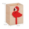Relaxdays Flamingo Wooden Pen Holder (H x W x D):