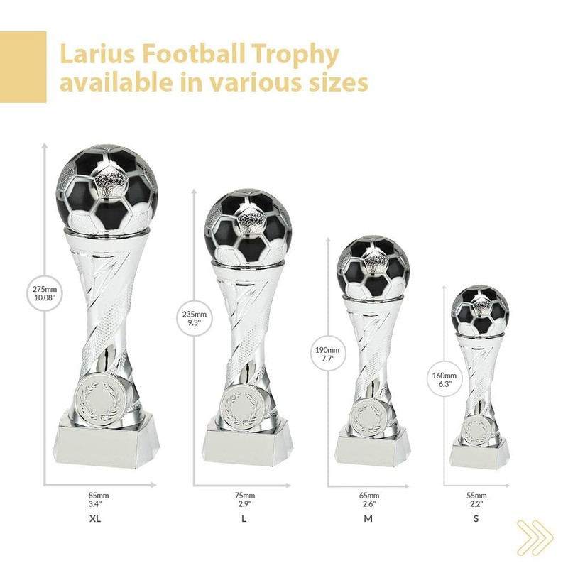 Larius Football Cup Award Trophy in Gold and Silver (without