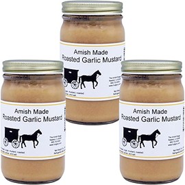 Amish Mustards Roasted - Garlic - 7 Oz Jar - Pkg of 3 Jars