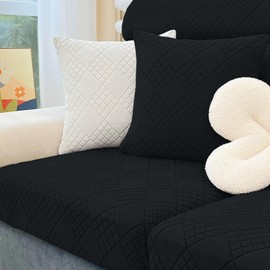 hyha Universal Couch Cushion Covers, Magic Sofa Covers Washable, Stretch Couch Sofa Covers for 2 Cushion Couch, Interior Sofa Seat Cushion Covers for Sofa (1 Cushion Loveseat, Black)