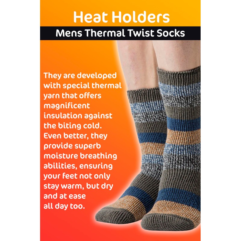 Heat Holders Men's Thermal Socks Winter Warm 2.3 Tog -