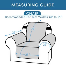 Reversible Chair Cover Furniture Protector Anti-Slip Couch Cover Water Resistant 2 Inch Wide Elastic Straps Chair Slipcover Pets Kids Fit Sitting Width Up to 21" (Chair, Khaki/Beige)