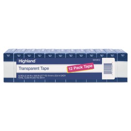 Scotch Highland Transparent Tape, 3/4" x 1000", 1" Core, Clear, 12/Pack (5910K12)